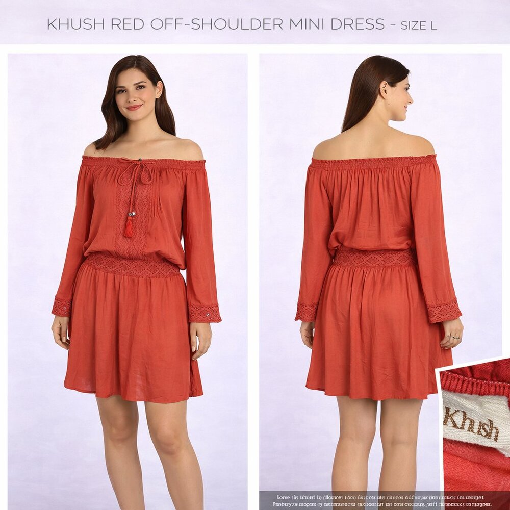 Khush Red Off-Shoulder Mini Dress Size L